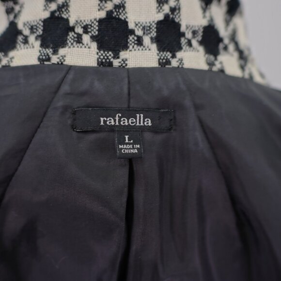 DAMAGED Rafaella Large Black White Tweed Plaid Sport Coat Wool Acrylic Polyester - Picture 11 of 12